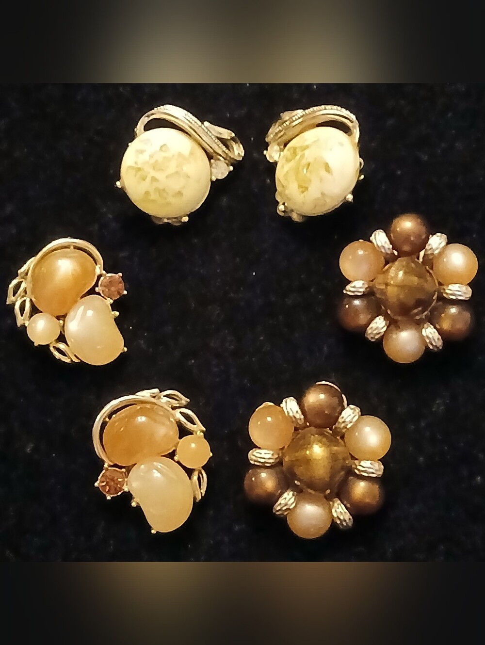Vintage Coro Designer Bundle Mixed Media Clip - On Earrings (Lot of 3)